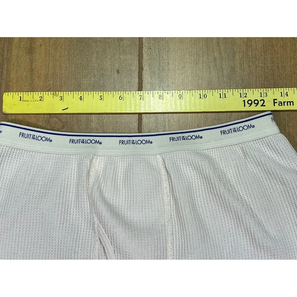 Fruit of the Loom Mens Waffle Knit Thermal Underwear Bottoms Cream RN 123187